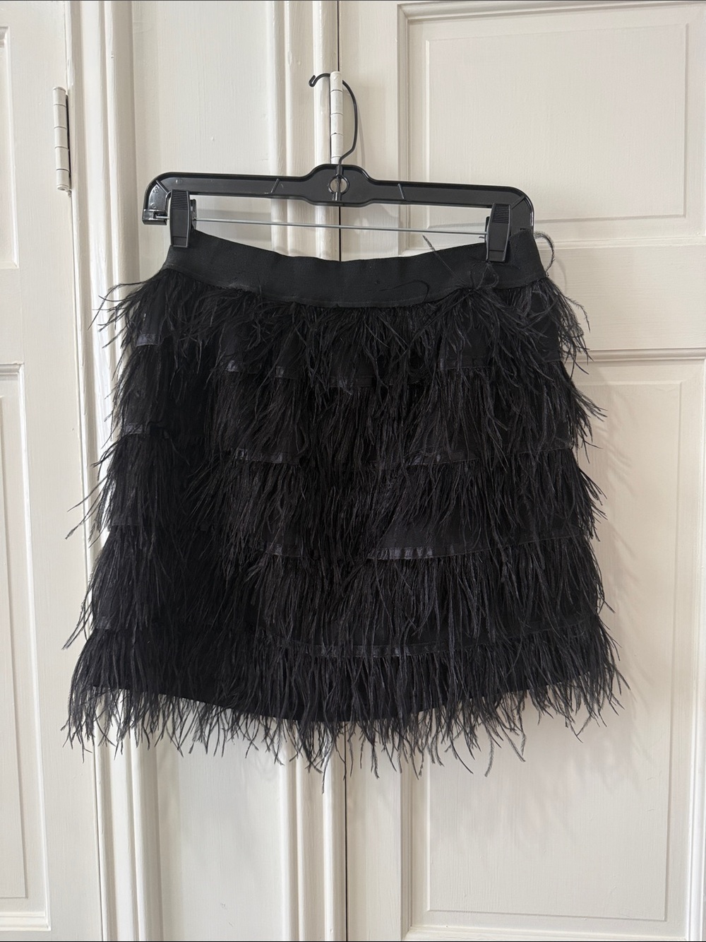 Lulu's Black Feathered Tiered Mini Skirt